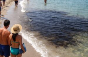 Chiazza scura in mare a Salerno: bagnanti costretti a lasciare la spiaggia Chiazza scura in mare a Salerno: bagnanti costretti a lasciare la spiaggia