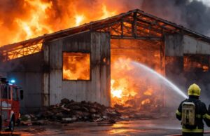 Incendio distrugge capannone a Torraca, nessun ferito Incendio distrugge capannone a Torraca, nessun ferito