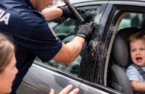 Polizia salva un bimbo di 20 mesi chiuso in auto Polizia salva un bimbo di 20 mesi chiuso in auto