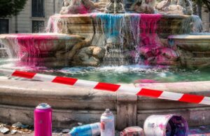 Atti vandalici alla fontana di piazza San Francesco a Salerno Atti vandalici alla fontana di piazza San Francesco a Salerno