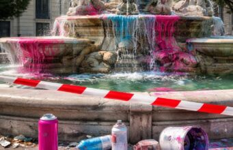 Atti vandalici alla fontana di piazza San Francesco a Salerno Atti vandalici alla fontana di piazza San Francesco a Salerno