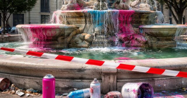 Atti vandalici alla fontana di piazza San Francesco a Salerno