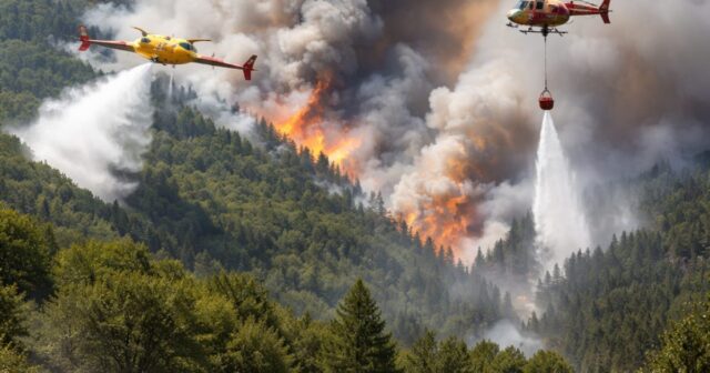 Incendio sul Monte San Liberatore: Vigili del Fuoco e mezzi aerei in azione Incendio sul Monte San Liberatore: Vigili del Fuoco e mezzi aerei in azione