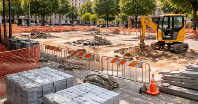 Lavori in corso per il rinnovamento di piazza San Francesco