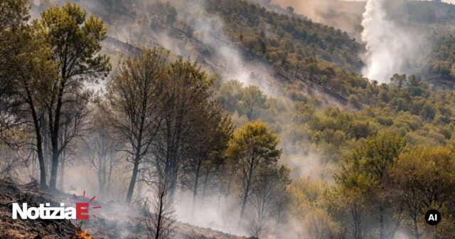 Incendio devasta oltre 20 ettari di macchia mediterranea a Ceraseto Incendio devasta oltre 20 ettari di macchia mediterranea a Ceraseto