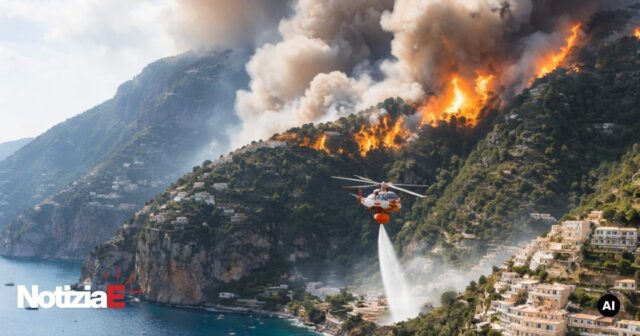 Emergenza incendi nella Costiera Amalfitana: roghi a Positano e Amalfi Emergenza incendi nella Costiera Amalfitana: roghi a Positano e Amalfi