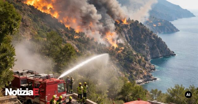 Incendi devastano la Costiera Amalfitana: intervento dei Vigili del Fuoco