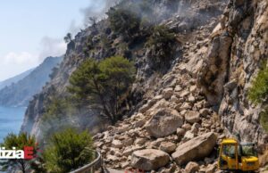 Incendio a Positano causa frana e chiusura della Statale Amalfitana 163 Incendio a Positano causa frana e chiusura della Statale Amalfitana 163