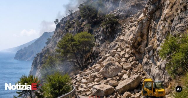 Incendio a Positano causa frana e chiusura della Statale Amalfitana 163 Incendio a Positano causa frana e chiusura della Statale Amalfitana 163